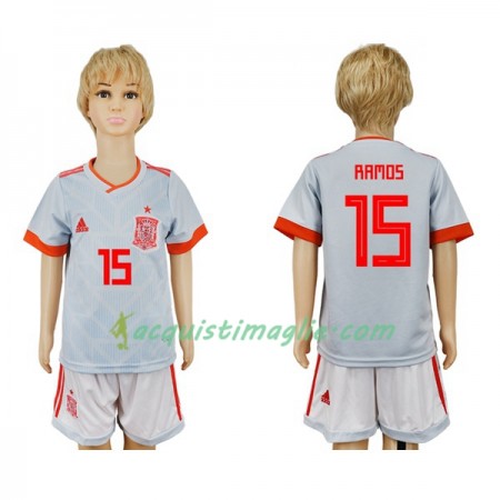 Divisa di Calcio Spagna Sergio Ramos 15 Bambino Trasferta Mondiali 2018